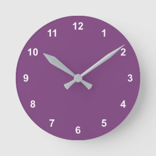 Trend Colour - Plum Purple Round Clock With Number