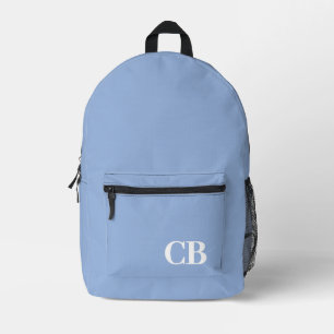 Trend Colour  Powder Blue Monogram Printed Backpac Backpack