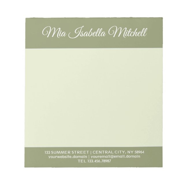 Trend Colour - Reed Green Business Notepad (Front)