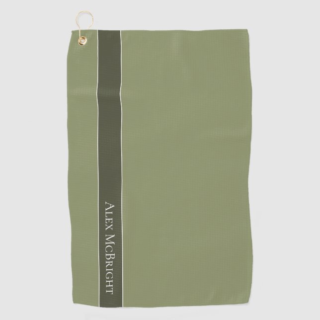 Trend Colour Reed Green Modern Name Golf Towel (Front)