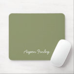 Trend Colour Reed Green Name Mousepad<br><div class="desc">Mousepad in solid reed green colour. Modern and stylish Mousepad with a customisable name in a cute handwritten looking font. Its simple and clean design in a solid colour offers a timeless and classic appeal. Explore our trendy colours for more products in the same colour or discover other stylish hues...</div>
