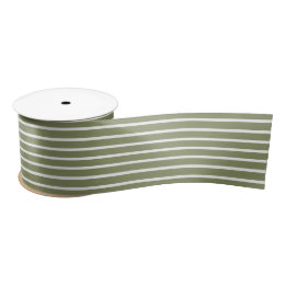 Trend Colour - Reed Green Striped Satin Ribbon