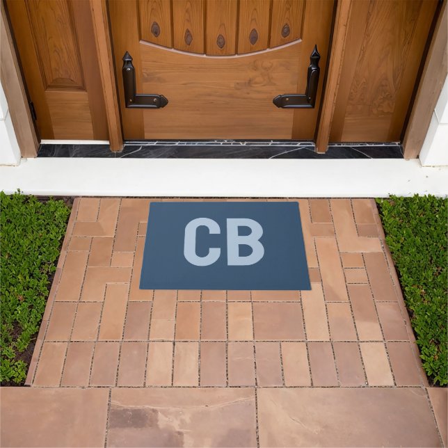 Trend Colour Serious Blue Monogram Doormat (Outdoor)