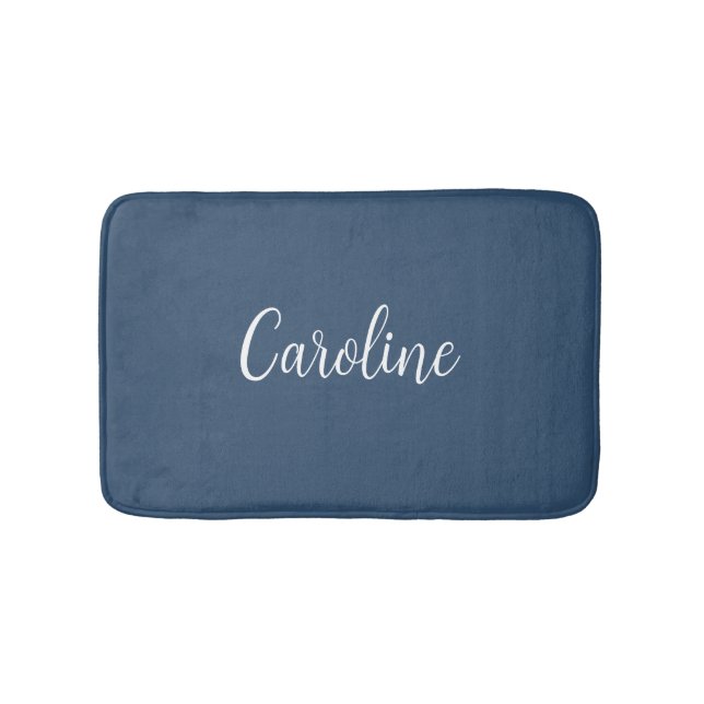 Trend Colour Serious Blue Name Bath Mat (Front)
