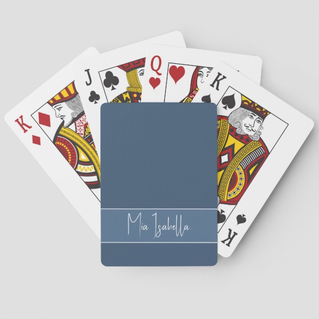 Trend Colour Serious Blue Name Playing Cards (Back)