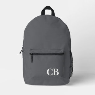 Trend Colour - Slate Grey Monogram Printed Backpac Backpack