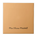 Trend Colour - Soft Orange Ceramic Tile<br><div class="desc">Introducing the trendy spring shade: Soft Orange. Elevate your home decor with our modern and stylish ceramic tile, featuring a customisable name in a charming handwritten looking font. Its elegant and minimalist design in solid colour exudes timeless appeal, making it perfect for yourself or as a thoughtful gift for friends,...</div>