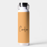 Trend Colour Soft Orange Name Water Bottle<br><div class="desc">Introducing the trendy spring colour: Soft Orange. Modern and stylish Water Bottle with customisable name in a modern, handwritten looking, signature style font. Its simple and clean design in a solid colour offers a timeless and classic appeal. Explore our spring trend colours for more products in the same colour or...</div>
