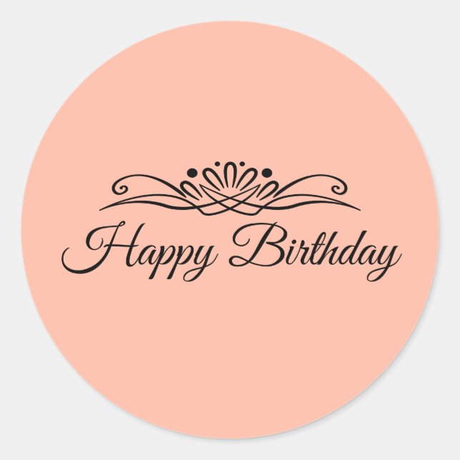 Trend Colour - Soft Peach Birthday Sticker (Front)