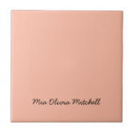 Trend Colour - Soft Peach Ceramic Tile<br><div class="desc">Introducing the trendy spring shade: Soft Pastel Peach. Elevate your home decor with our modern and stylish ceramic tile, featuring a customisable name in a charming handwritten looking font. Its elegant and minimalist design in solid colour exudes timeless appeal, making it perfect for yourself or as a thoughtful gift for...</div>