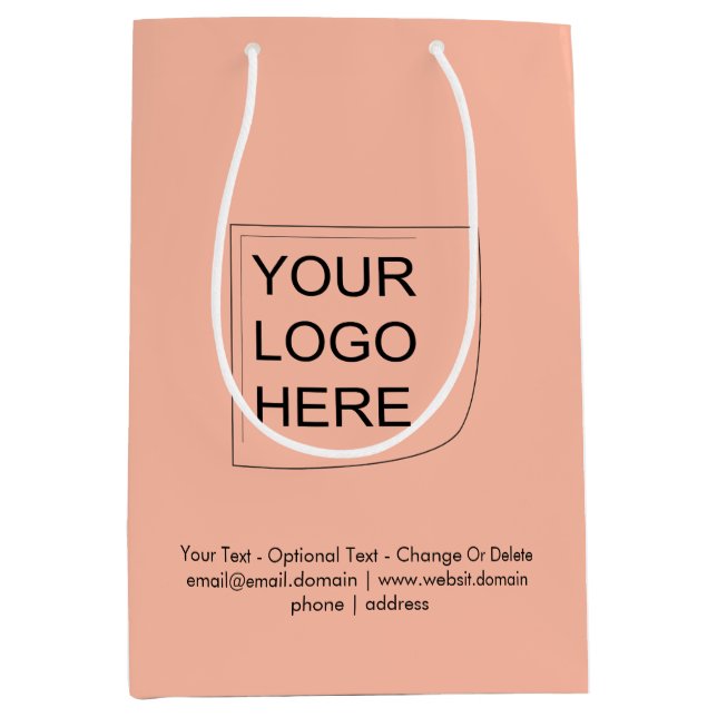 Trend Colour - Soft Peach Medium Logo Gift Bag (Front)