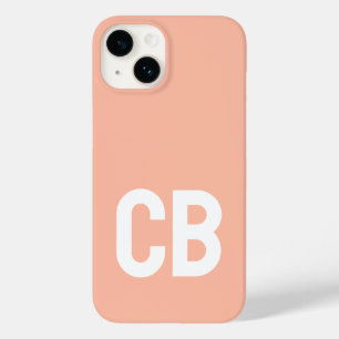 Trend Colour Soft Peach Minimalist Monogram Case-Mate iPhone 14 Case