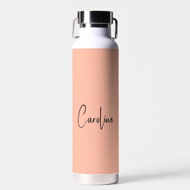 Trend Colour Soft Peach Name Water Bottle (Front)