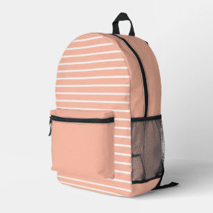 Trend Colour Soft Peach Striped Printed Backpack