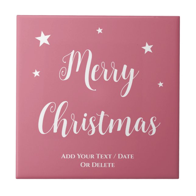 Trend Colour Soft Pink Christmas Ceramic Tile (Front)