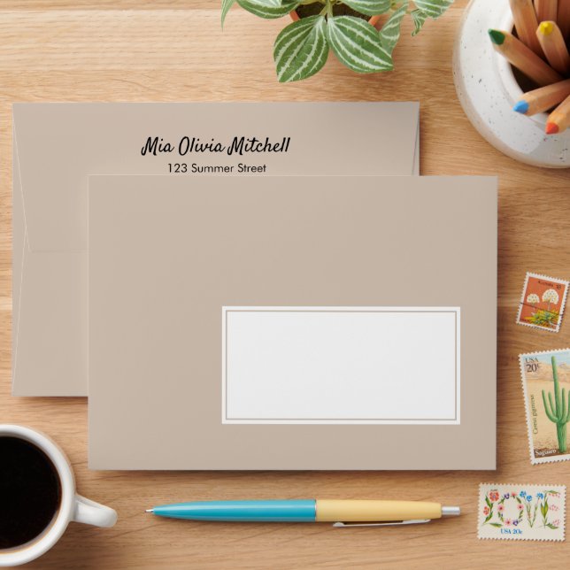 Trend Colour - Soft Taupe Customisable Envelope (Desk)