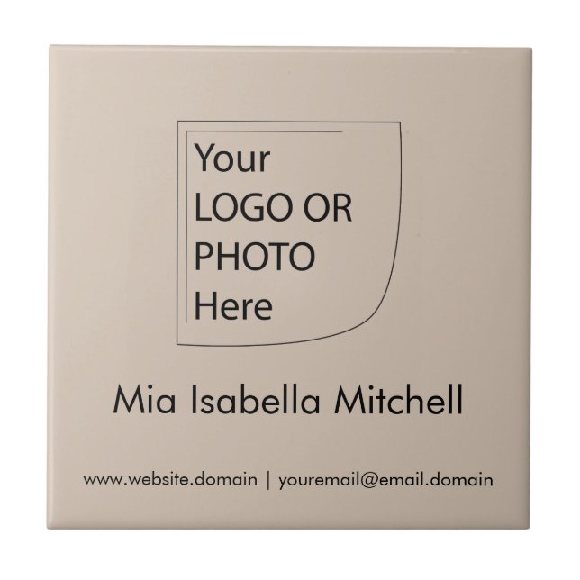 Trend Colour  Soft Taupe Logo - Ceramic Tile (Front)