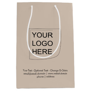 Trend Colour - Soft Taupe Medium Logo Gift Bag