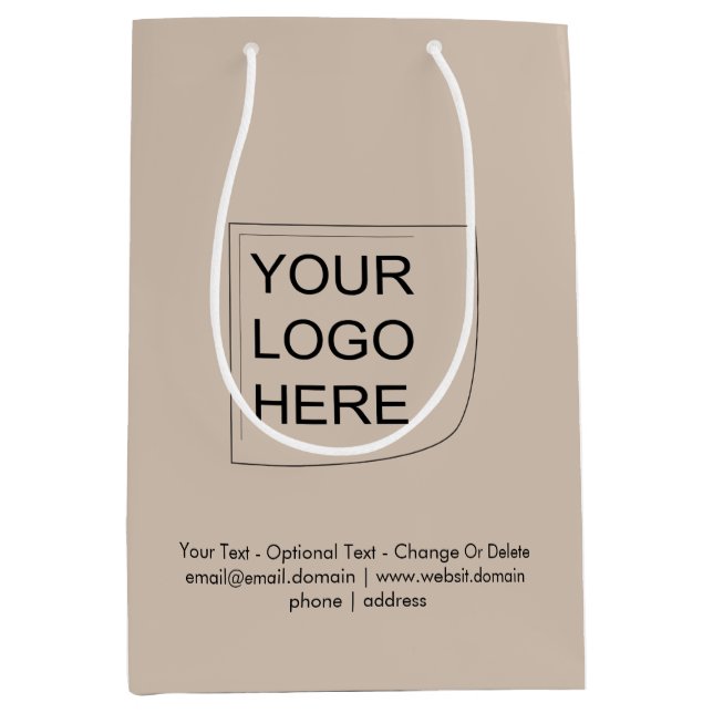 Trend Colour - Soft Taupe Medium Logo Gift Bag (Front)
