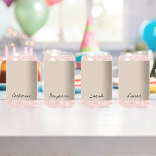 Trend Colour Soft Taupe Minimalist Name Can Glass