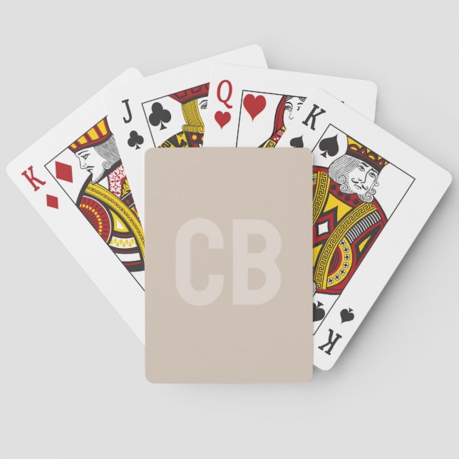 Trend Colour Soft Taupe Monogram Playing Cards (Back)