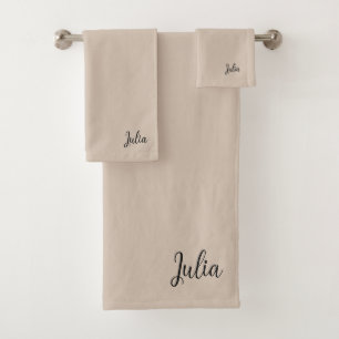 Trend Colour Soft Taupe Name Bath Towel Set