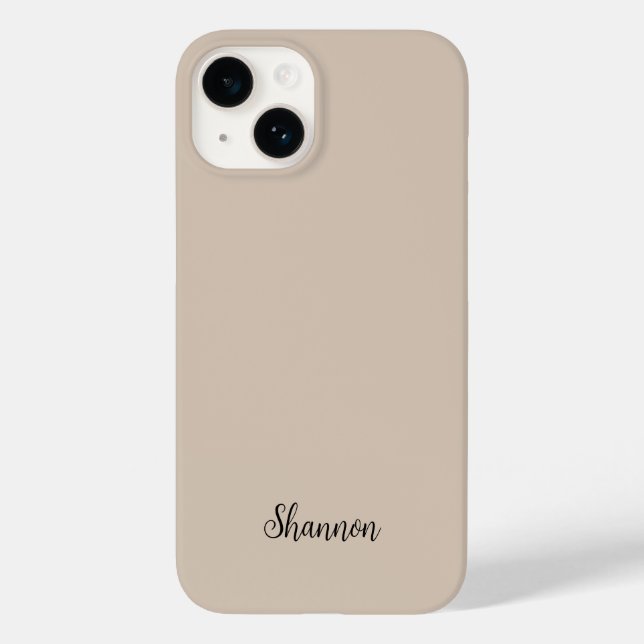 Trend Colour Soft Taupe Name Minimalist Case-Mate iPhone Case (Back)