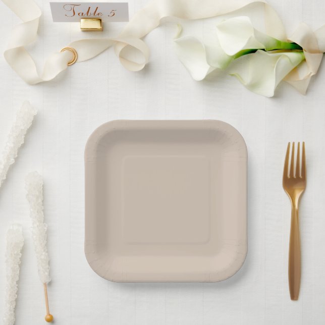 Trend Colour - Soft Taupe Paper Plates (Wedding)
