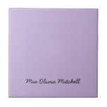 Trend Colour - Soft Violet Ceramic Tile<br><div class="desc">Introducing the vibrant spring shade: Soft Violet. Elevate your home decor with our modern and stylish ceramic tile, featuring a customisable name in a charming handwritten font. Its elegant and minimalist design in solid colours exudes timeless appeal, making it perfect for personal use or as a thoughtful gift for friends,...</div>