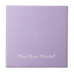 Trend Colour - Soft Violet Ceramic Tile<br><div class="desc">Introducing the vibrant spring shade: Soft Violet. Elevate your home decor with our modern and stylish ceramic tile, featuring a customisable name in a charming handwritten font. Its elegant and minimalist design in solid colours exudes timeless appeal, making it perfect for personal use or as a thoughtful gift for friends,...</div>