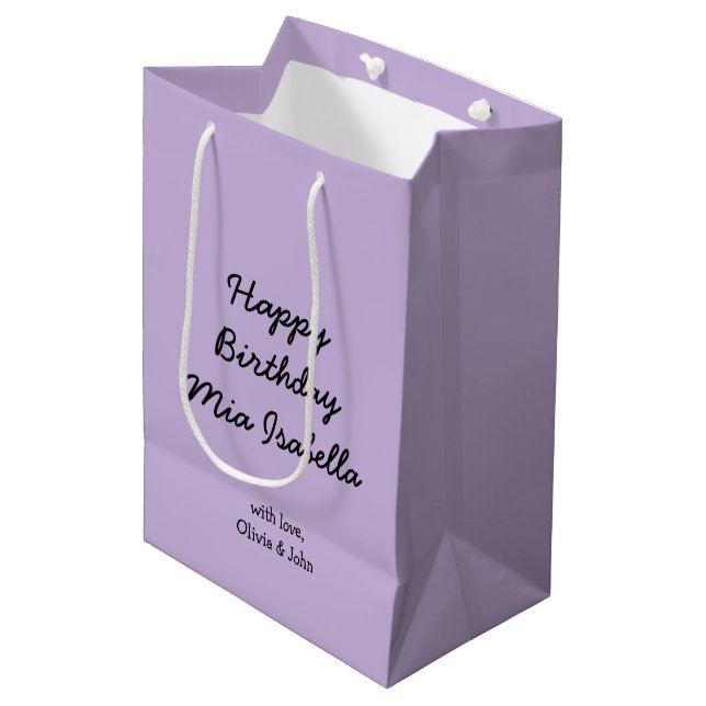 Trend Colour - Soft Violet Custom Medium Gift Bag (Front Angled)