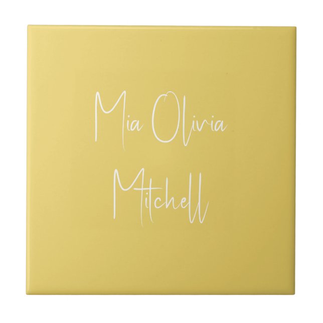Trend Colour Soft Yellow Name Ceramic Tile (Front)