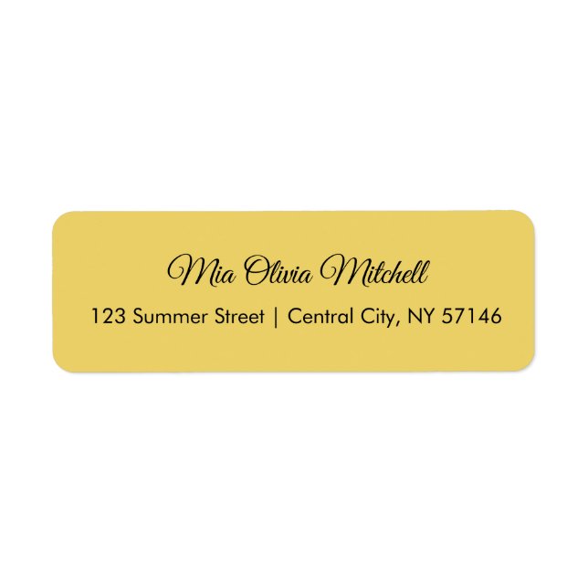 Trend Colour Soft Yellow Script Address Labels (Front)