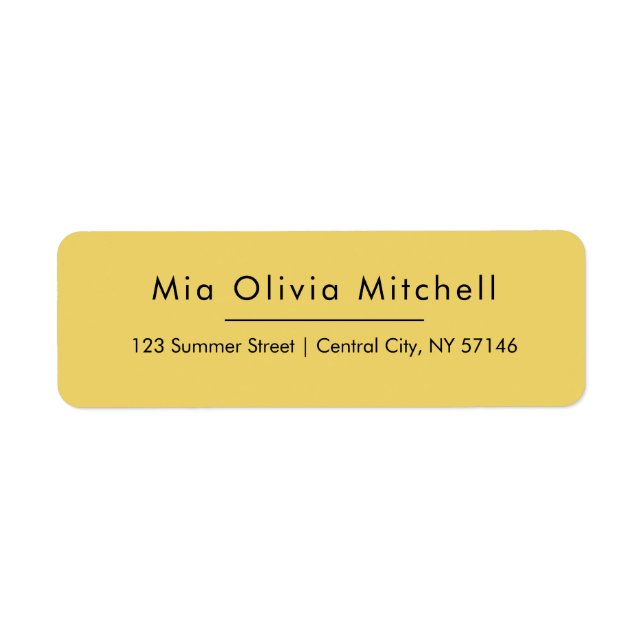 Trend Colour Soft Yellow Simple Address Labels (Front)