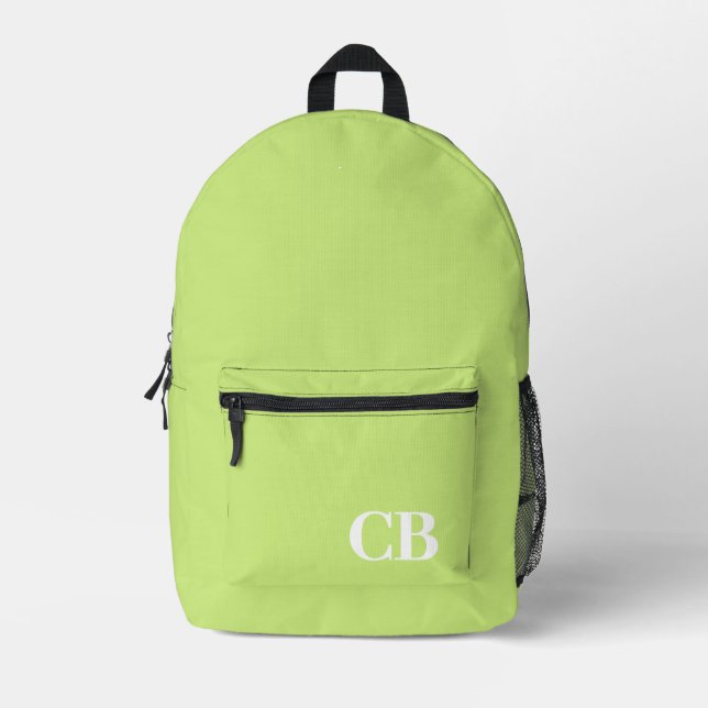 Trend Colour Spring Green Monogram Printed Backpac Backpack (Front)