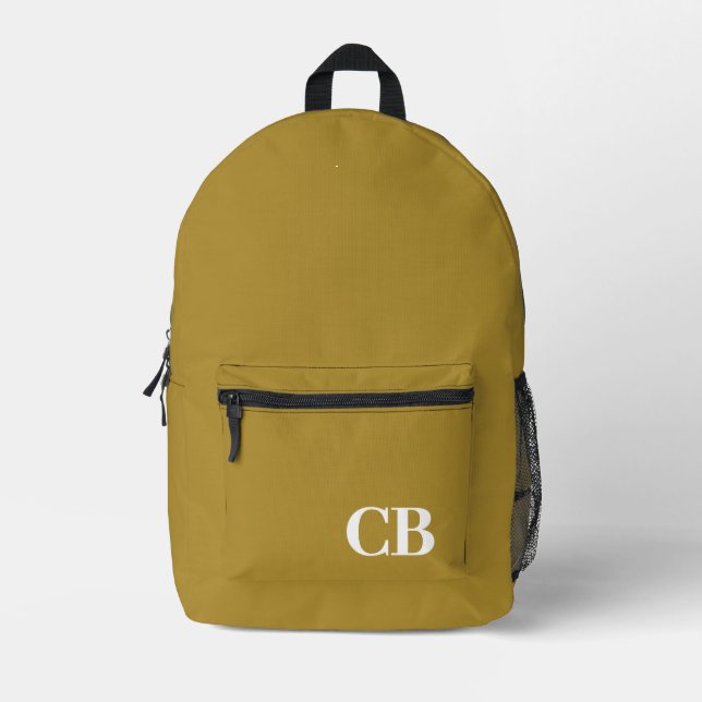 Trend Colour  Sunny Olive Monogram Printed Backpac Backpack (Front)