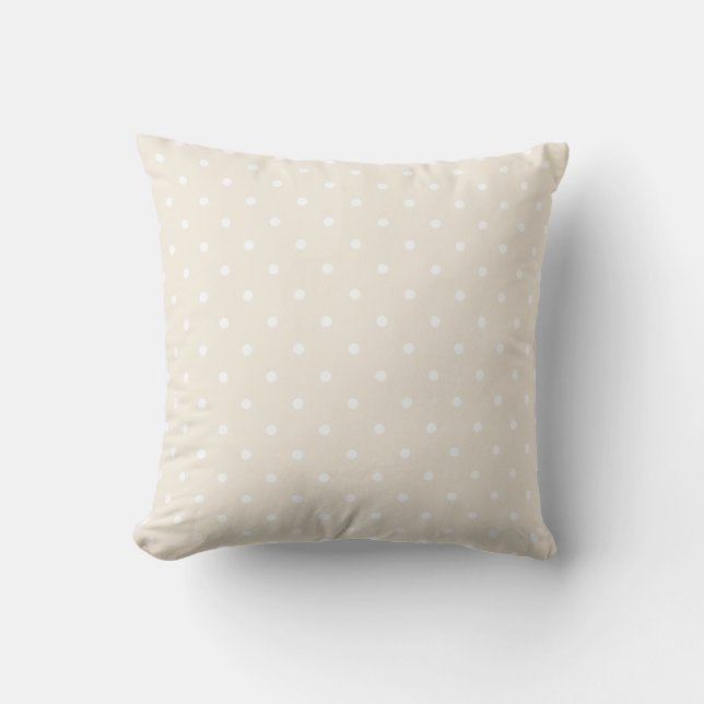 Trend Colour Template Beige Cream White Polka Dots Cushion (Front)