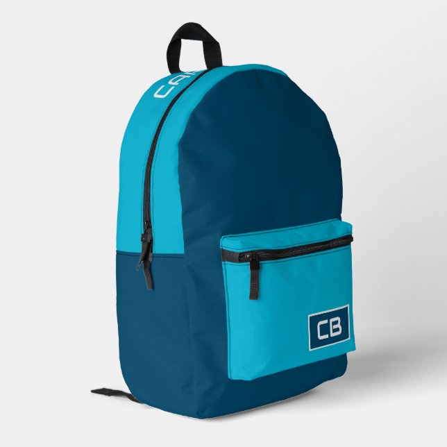 Trend Colour Vivid Cyan Dark Blue  Printed Backpac Printed Backpack (Back Corner Left)