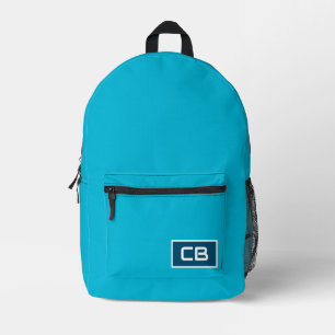 Trend Colour Vivid Cyan Monogram Printed Backpack