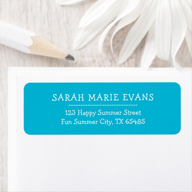 Trend Colour - Vivid Cyan Return Address Labels (Insitu)