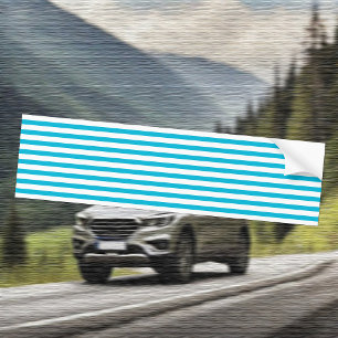 Trend Colour - Vivid Cyan Striped Bumper Sticker