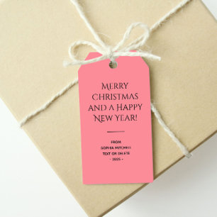 Trend Colour Watermelon Pink Minimalist  Gift Tags