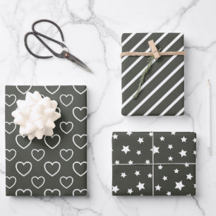 Trend Colours - Dark Forest Grey Colour - Pattern Wrapping Paper Sheet