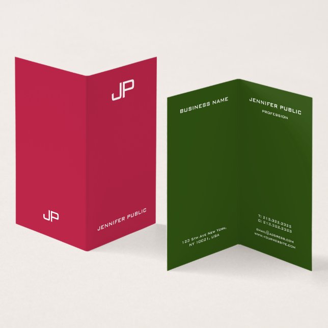 Trend Colours Modern Elegant Monogram Template Business Card (Inside and Outside)