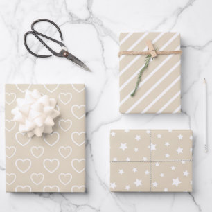 Trend Colours - Natural Beige Colour - Pattern Wrapping Paper Sheet