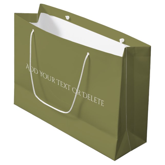 Trend Colours - Olive Green Colour - Solid Large Gift Bag (Front Angled)