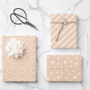Trend Colours - Peach Blush Colour - Pattern Wrapping Paper Sheet