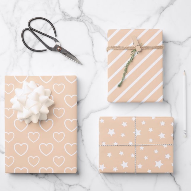 Trend Colours - Peach Blush Colour - Pattern Wrapping Paper Sheet (Front)