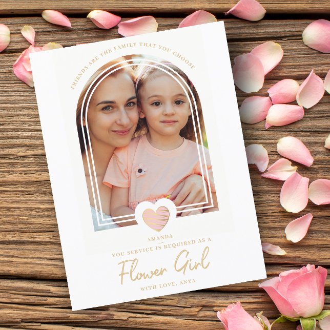 Trend Fancy Flower Girl Pink Heart Photo Proposal  Postcard (Creator Uploaded)