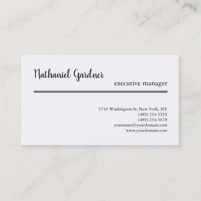 Trend Handwriting Plain Creative Modern Minimalist Business Card (Front)